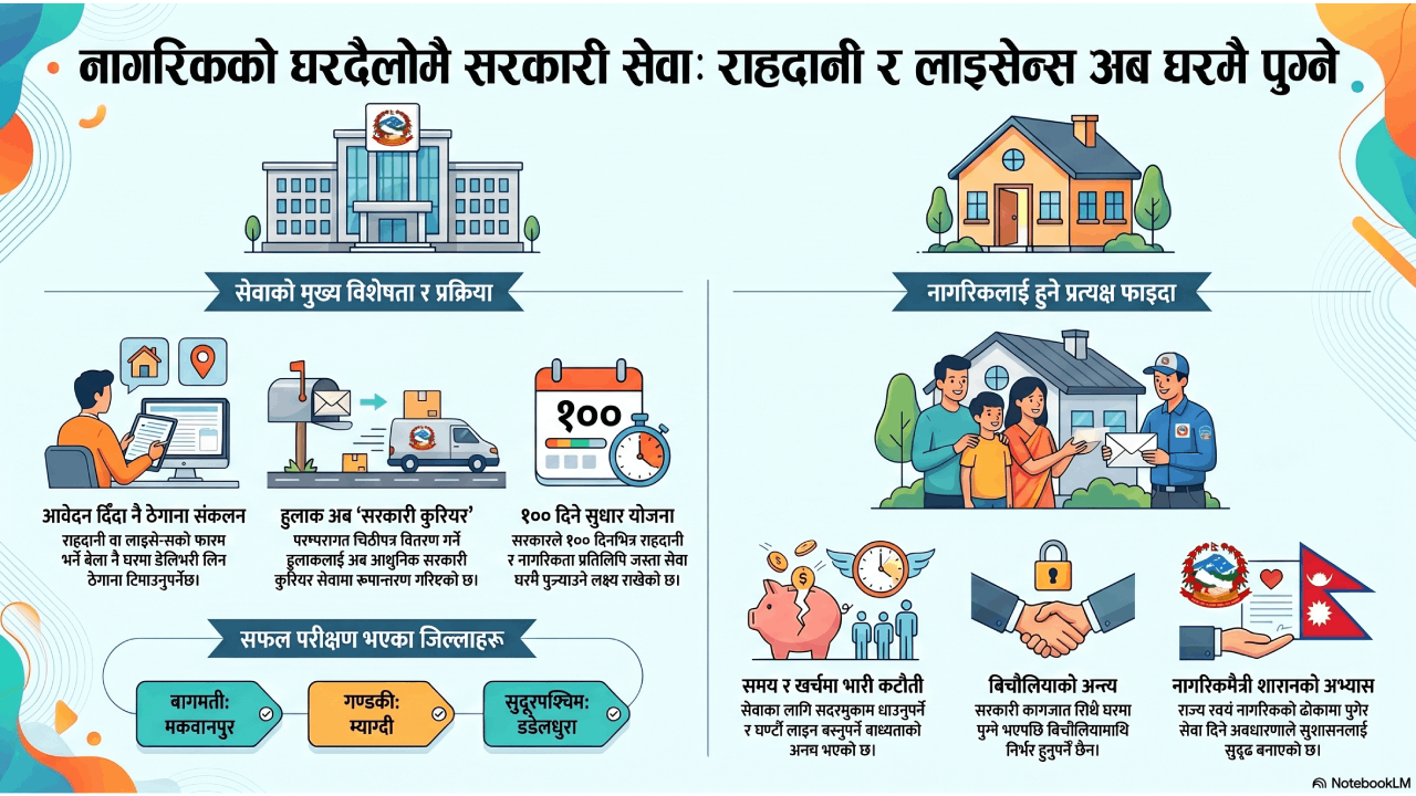 घरदैलोमा सरकारी सेवा: राहदानी र लाइसेन्स अब नागरिकको घरमै